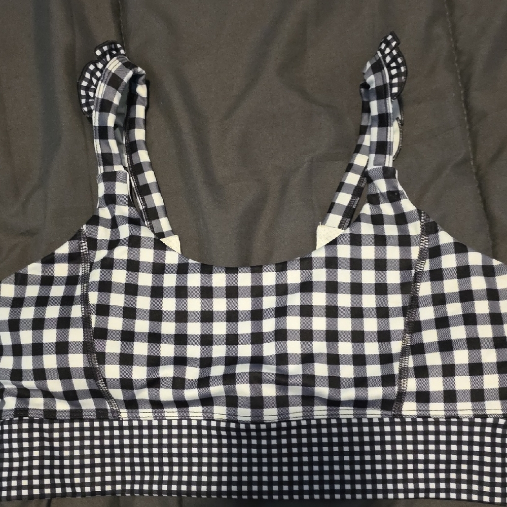 Black and White Checkered Sports Bra